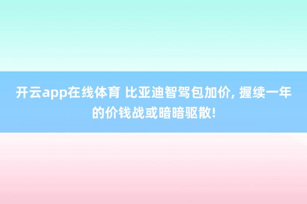 开云app在线体育 比亚迪智驾包加价， 握续一年的价钱战或暗暗驱散!