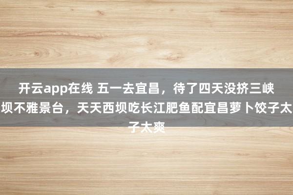 开云app在线 五一去宜昌，待了四天没挤三峡大坝不雅景台，天天西坝吃长江肥鱼配宜昌萝卜饺子太爽