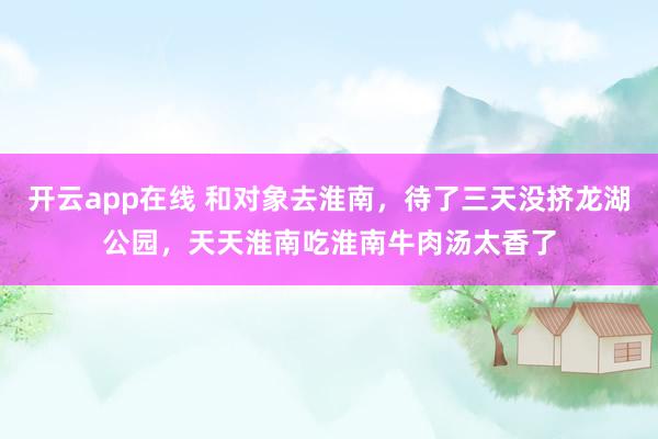 开云app在线 和对象去淮南，待了三天没挤龙湖公园，天天淮南吃淮南牛肉汤太香了